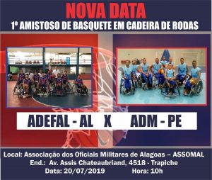 NOVA DATA: Amistoso de Basquete em cadeiras de rodas da ADEFAL é adiado para o dia 20