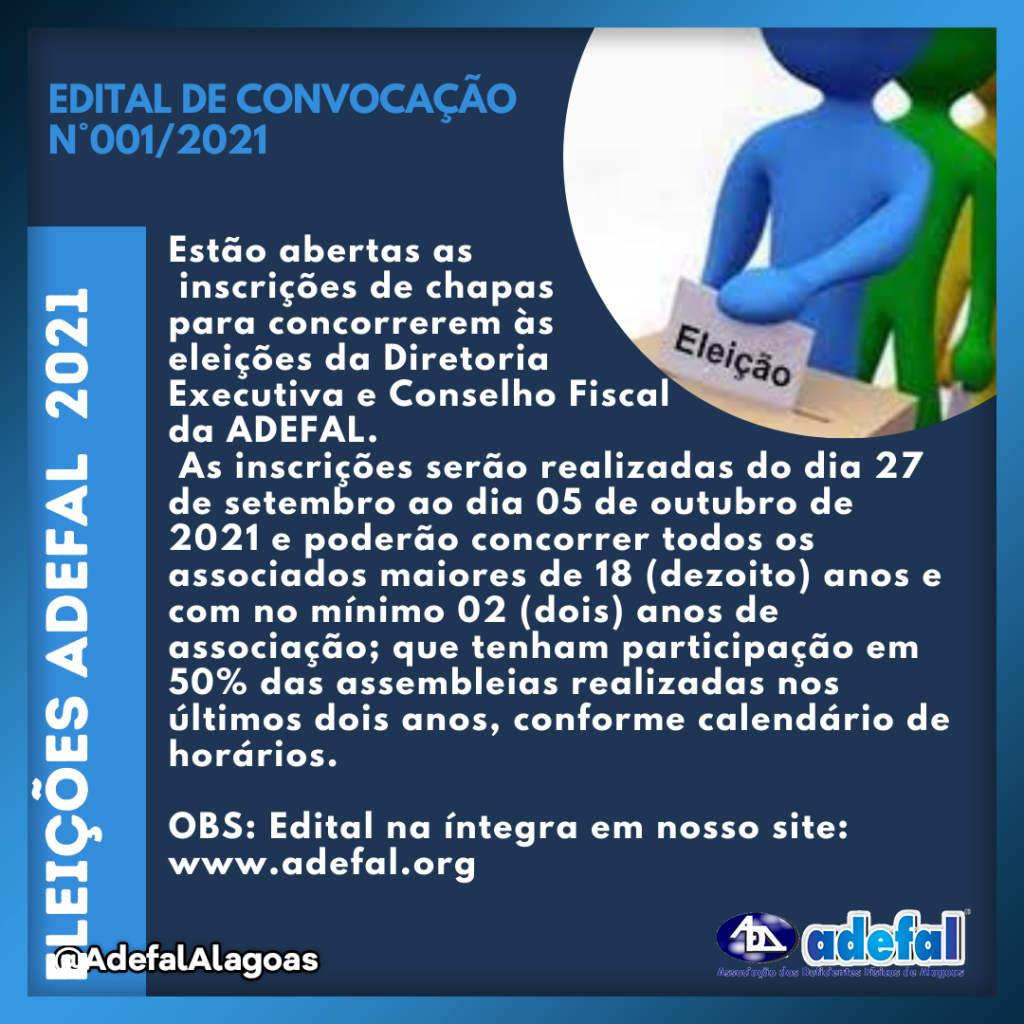 Adefal Associação Dos Deficientes Físicos De Alagoas Edital De ConvocaÇÃo N°0012021 6204