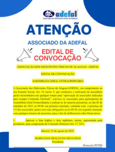 Edital de Convocação: ASSEMBLEIA GERAL EXTRAORDINÁRIA